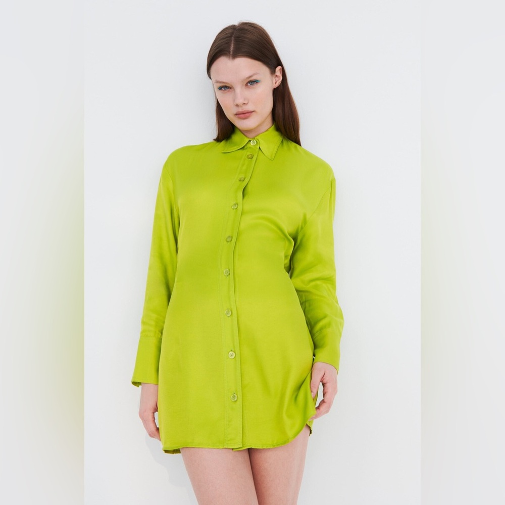 ZARA SATIN EFFECT SHIRT DRESS - Picture 3 of 6